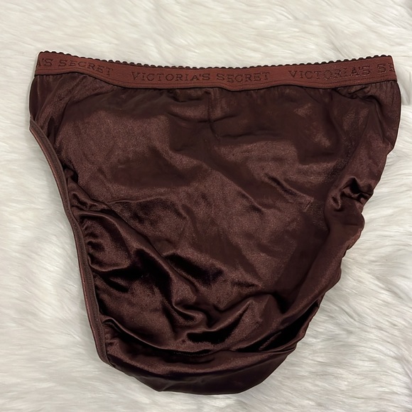 Vintage 90s Victoria’s Secret Second Skin Brown Women Size M Panties Y2K Satin - Picture 2 of 6